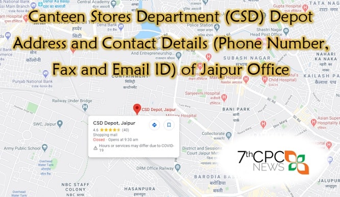 CSD Jaipur Office Address and Contact Details