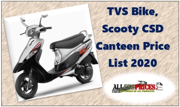 TVS Bike, Scooty CSD Canteen Price List 2020