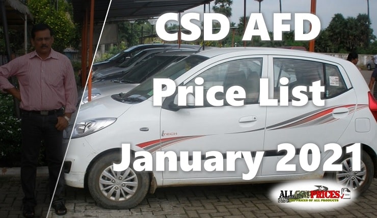 CSD Canteen AFD Price List January 2021