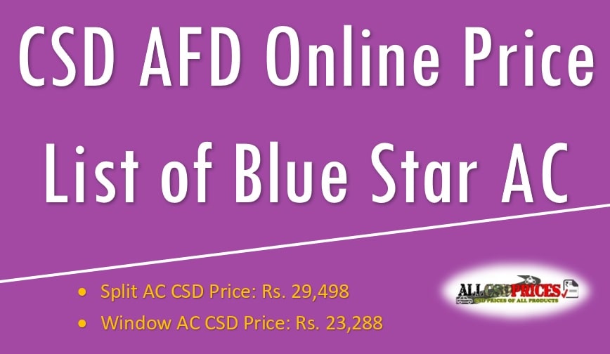 CSD AFD Online Price list of Blue Star AC 2021 PDF Download