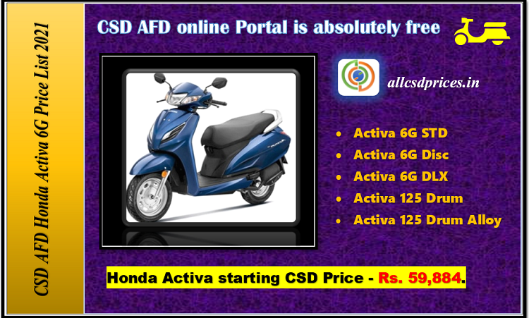 CSD AFD Honda Activa Price List 2021 PDF