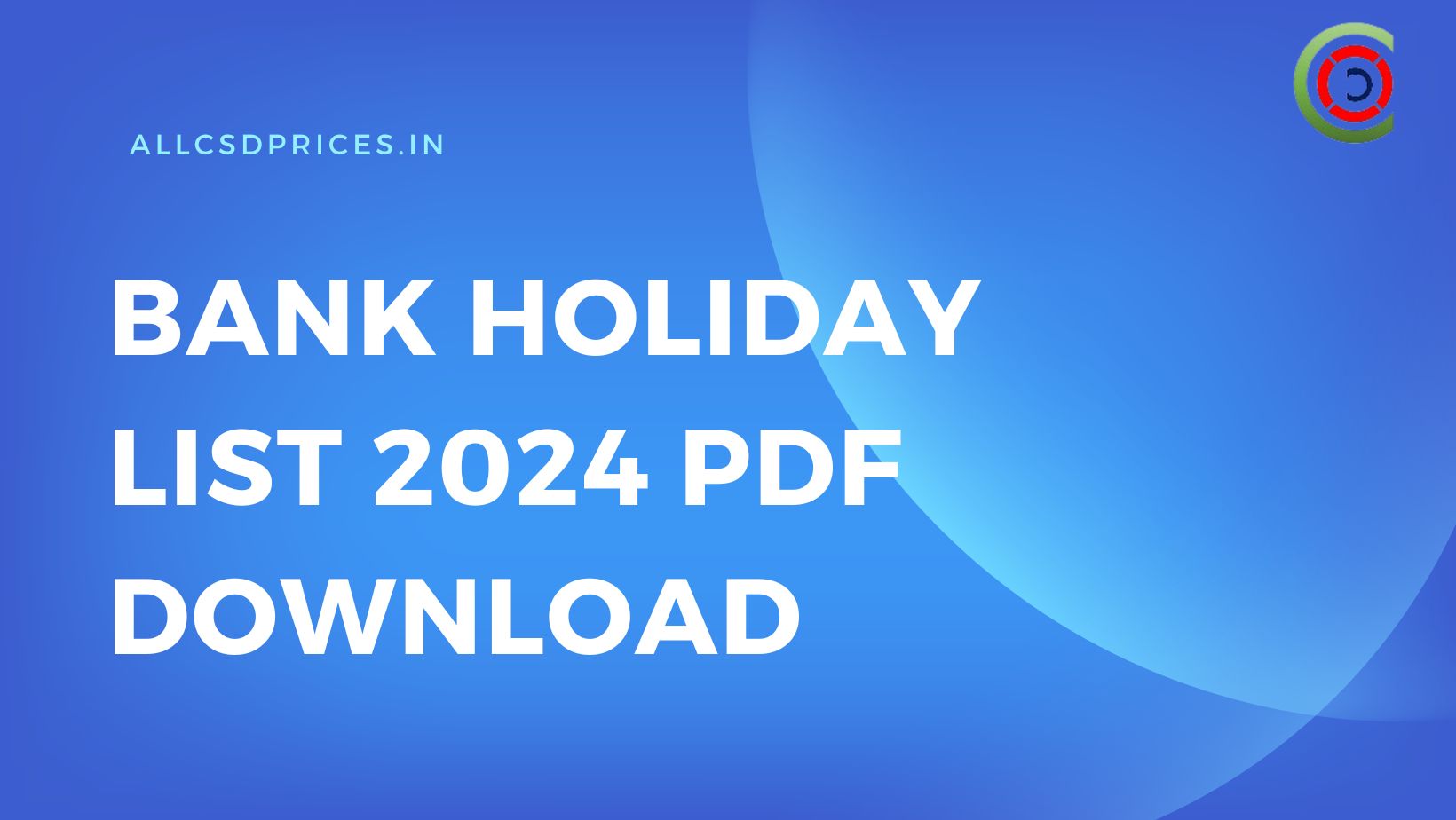 Bank Holiday List 2024 in India PDF Download