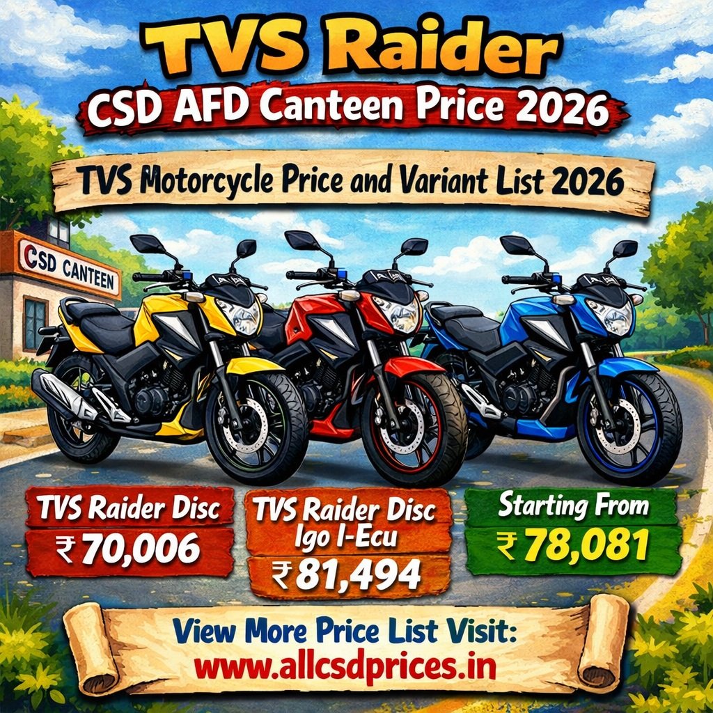 TVS Raider CSD AFD Canteen Price 2026 pdf