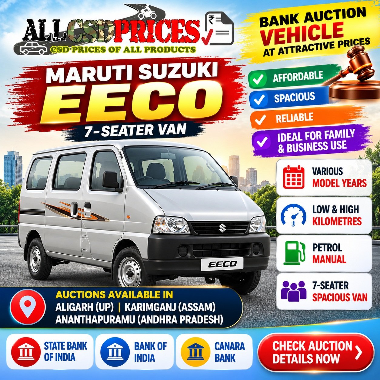 4 Maruti Eeco 7-Seater Bank Auctions in India November 2026