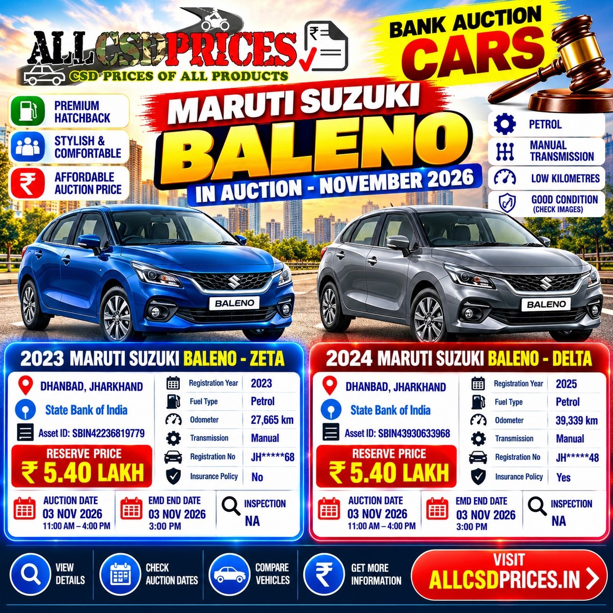 Maruti Baleno Bank Auction Cars November 2026